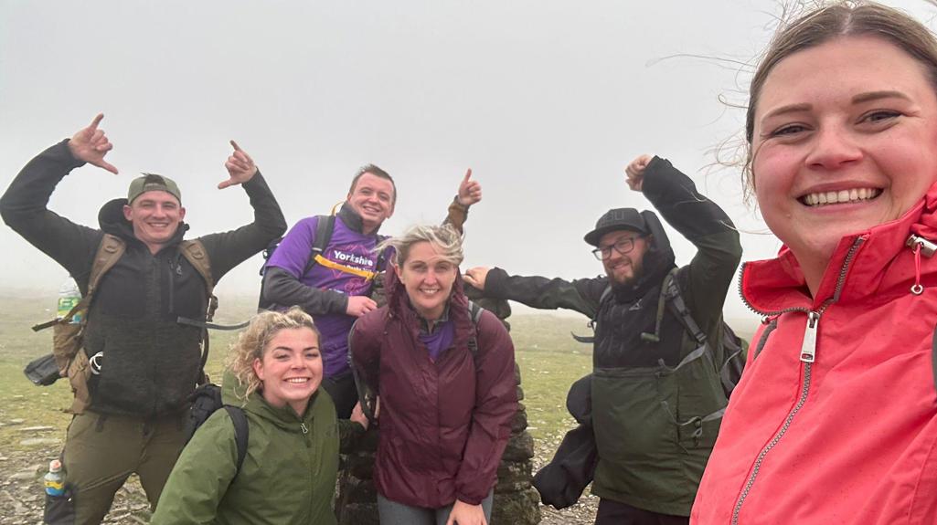 Fundraising for ANDYSMANCLUB: Pictured are Yorkshire Housing colleagues part-way through our first Yorkshire Three Peaks challenge.
