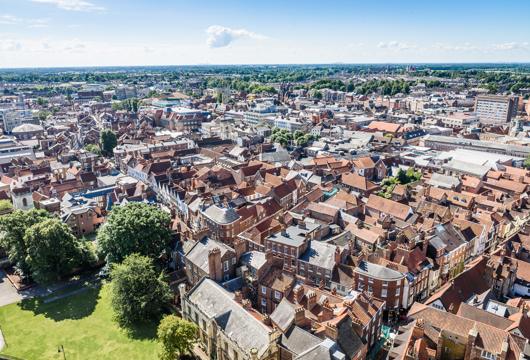Aerial view of a town