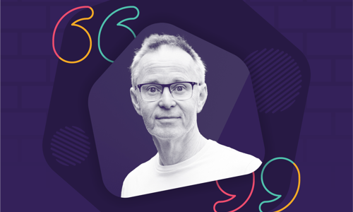 A photo of Chris Pitt in a house cut out icon on a dark purple background